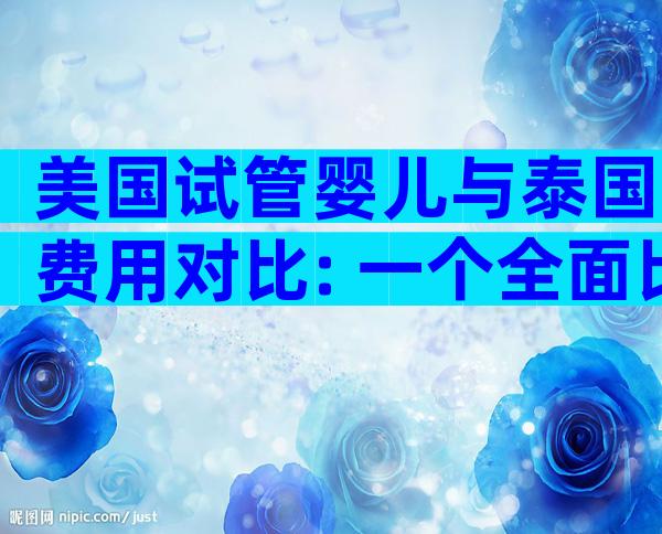美国试管婴儿与泰国费用对比: 一个全面比较